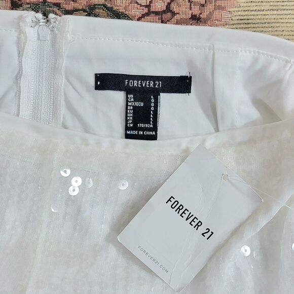 Forever 21 Pants Womens Large White Sequined Flare Disco Party Holiday 30x32 - Picture 11 of 15